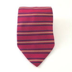 Tommy Hilfiger Red Gold Navy Striped Silk Tie